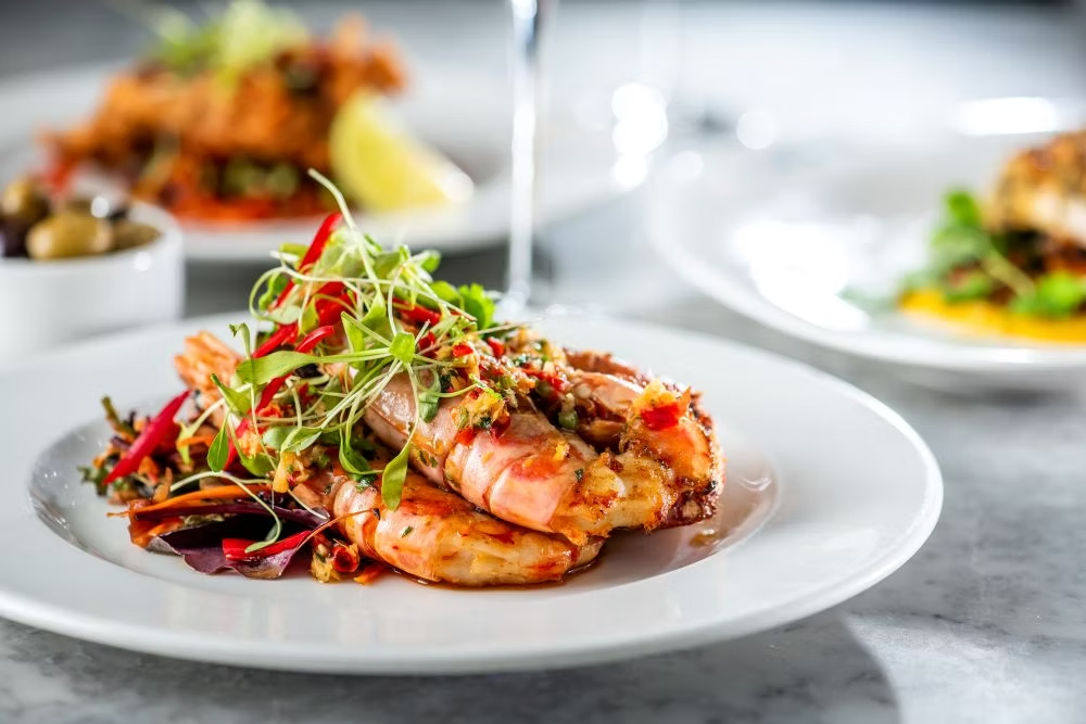 A plate of delicious prawns at FishWorks