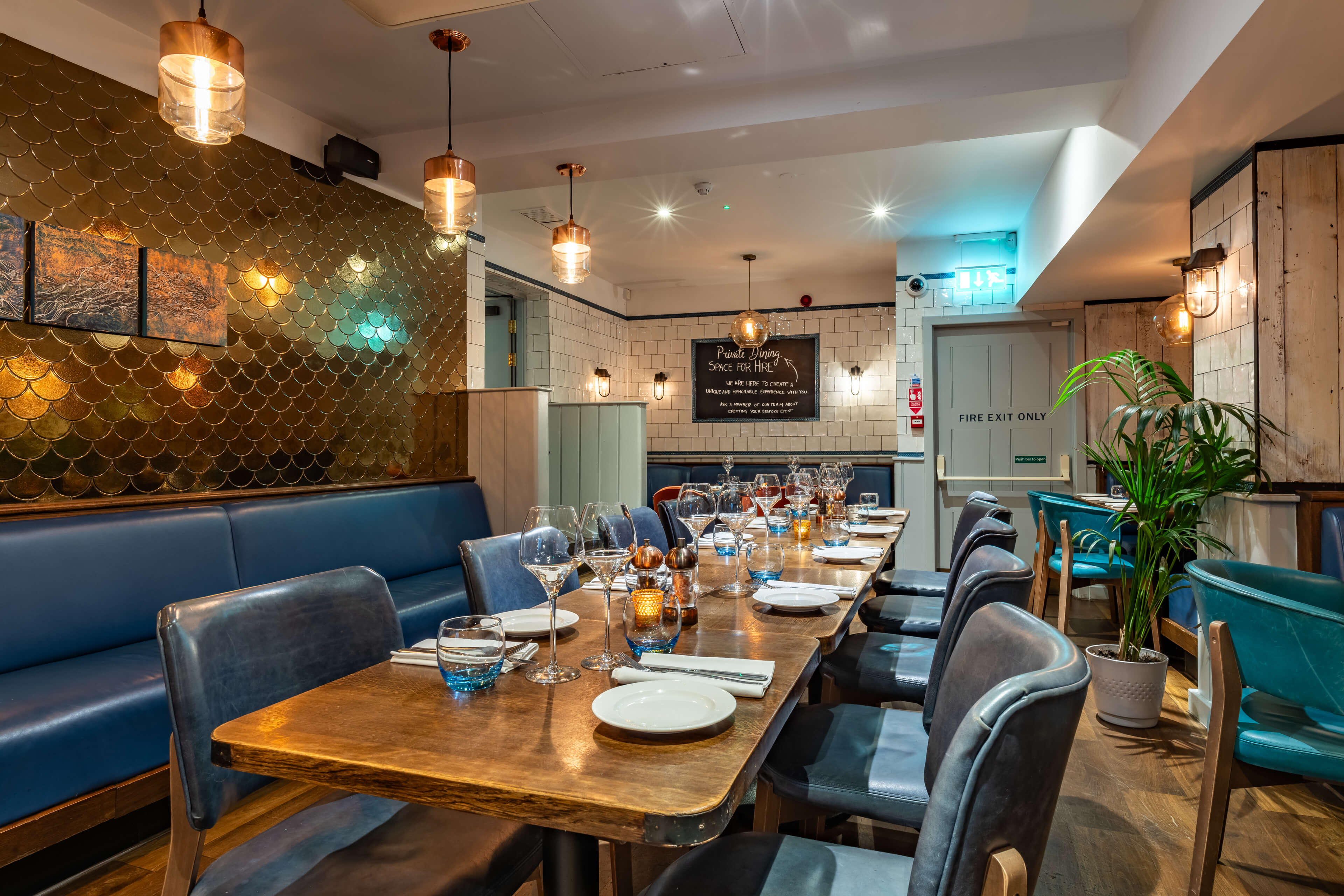 A private dining room at a Fishworks restaurant